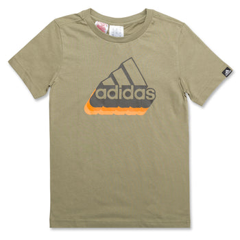T-shirt verde da bambino con logo sul petto adidas, Brand, SKU a762000070, Immagine 0